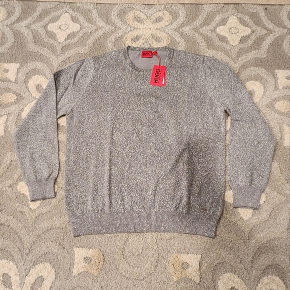 Hugo Boss Sweater Silver Bright Color Round Beck Men's Size XL